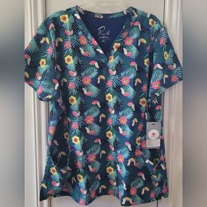 Tropical Print Scrub Top